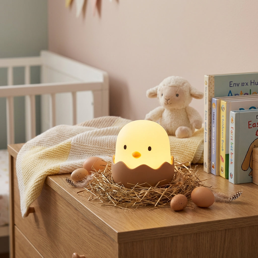 Adorable veilleuse LED pour enfants. Émet une lumière douce et rassurante, idéale pour les nuits paisibles. Rechargeable et sans fil.

